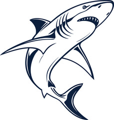 minimalist shark vector art illustration 