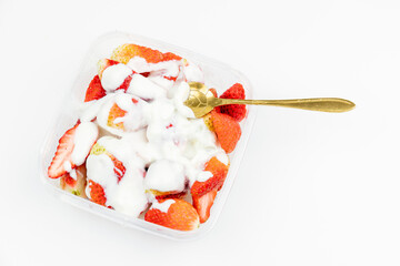 Yogurt mixed with strawberries