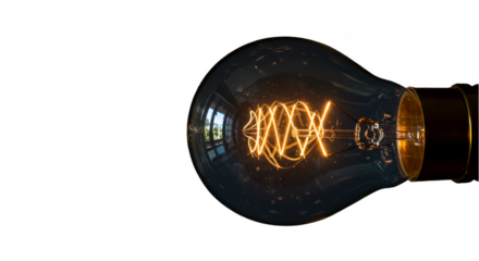 Glowing Lightbulb Illustration On Black Background Abstract Energy Theme