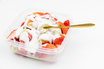 Yogurt mixed with strawberries