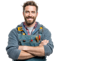Male Carpenter Isolated on Transparent Background PNG