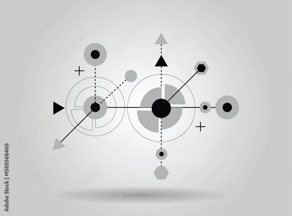 Poster black and white futuristic sci-fi shapes design element. graphic elements and resources vector art