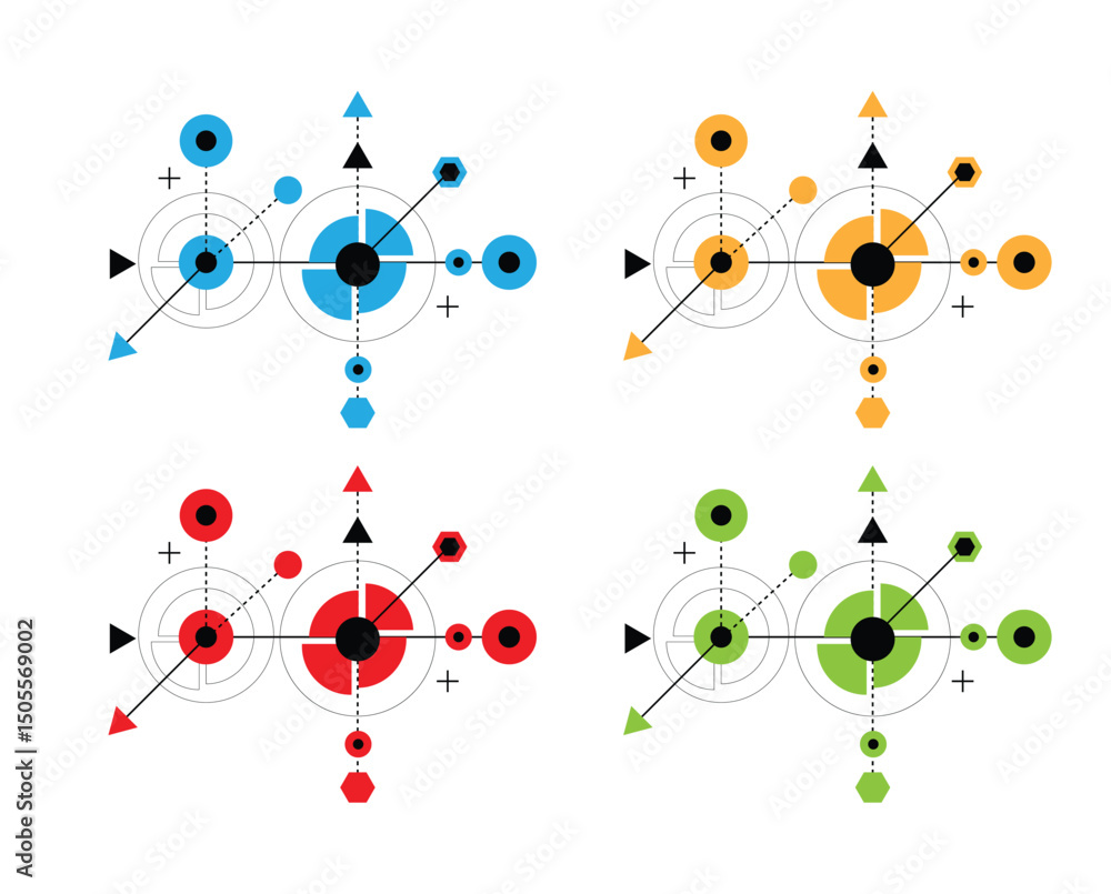 Poster futuristic design lines and geometric shapes sci-fi element colors. graphic elements and resources v