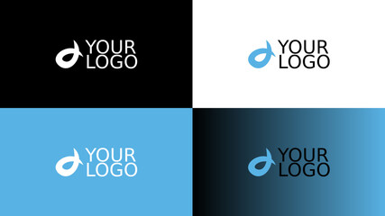 Modern white logo on black background