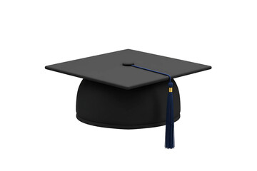 Graduation cap icon in clean vector design, black mortarboard with tassel, symbolizing education, success, and academic achievement, isolated on transparent background