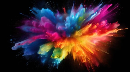 A colorful explosion of vibrant colors against a black background.