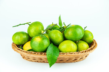 Fresh orange fruits placed in the fruit basket
