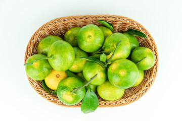 Fresh orange fruits placed in the fruit basket