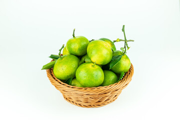 Fresh orange fruits placed in the fruit basket