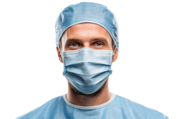 Expert male surgeon exuding confidence in a clean, professional setting