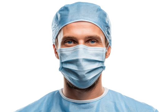 Expert male surgeon exuding confidence in a clean, professional setting