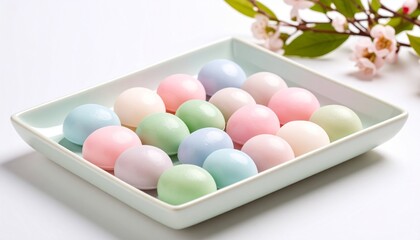 Korean Rice Cakes Variety on Plate. Traditional Korean Food