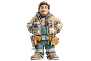 Skilled maintenance technician ready for action in modern work attire with tools