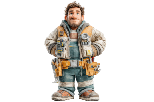 Skilled maintenance technician ready for action in modern work attire with tools