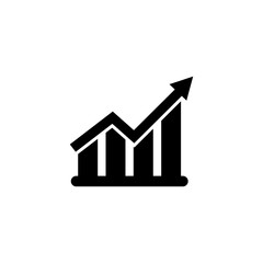 Black silhouette of an ascending graph with arrow for business growth concepts