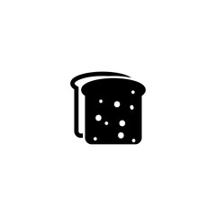 Simple black vector icon of a sliced bread loaf, representing bakery products and sandwiches