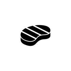 Simple black vector icon of a steak, representing meat dishes and protein rich foods