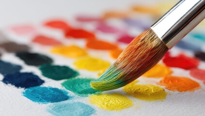 Obraz premium Colorful paint palette with brush