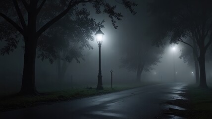 Fototapeta premium Foggy Street Lamp Glow