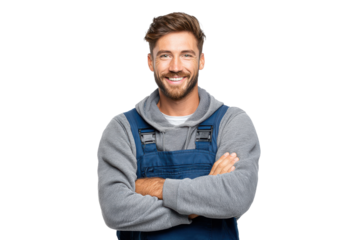 Portrait of a cheerful window cleaner ready to tackle heights with confidence