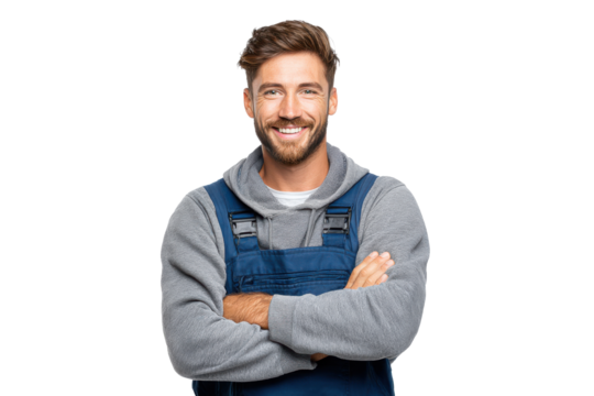 Portrait of a cheerful window cleaner ready to tackle heights with confidence - Powered by Adobe