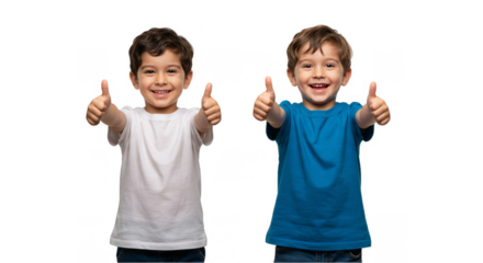 Happy Children Giving Thumbs Up Isolated Transparent Background Portrait Photo