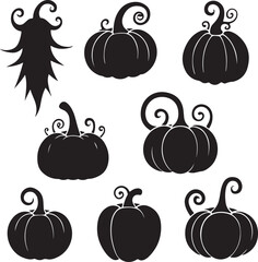 Halloween pumpkin vector black silhouette design.