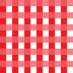 Red gingham tablecloth background or texture Country fabric material for breakfast or dinner picnic. Gingham background. 
