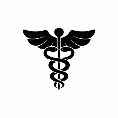 creative and simple minimal details Outline  Caduceus Emblem icon sign vector