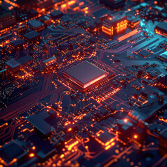 Fototapeta premium Futuristic circuit board with glowing pattern
