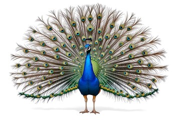 Majestic Peacock with Fanned Tail, Perfect for Design Projects. Generative Ai