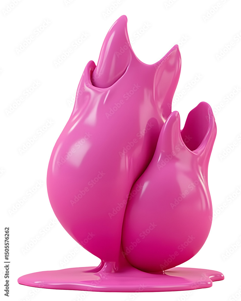Aufkleber pink fluid form with glossy texture and abstract shape melting on surface