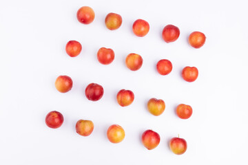 Neatly arranged fresh red plums