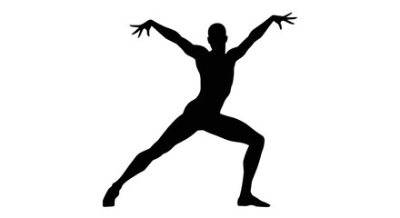 Dancer performs in black silhouette against white, for arts blogs, with copy space