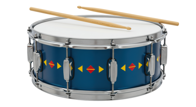 Isolated Blue Drum with Sticks