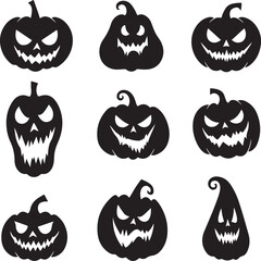 Halloween pumpkin vector black silhouette design.