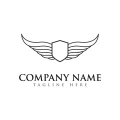 wings and shield design template for initial logo 