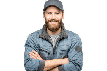 Fototapeta premium Skilled HVAC technician demonstrates expertise and professionalism with friendliness