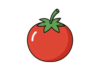 Illustration of a Single Ripe Red Tomato Fresh and Organic