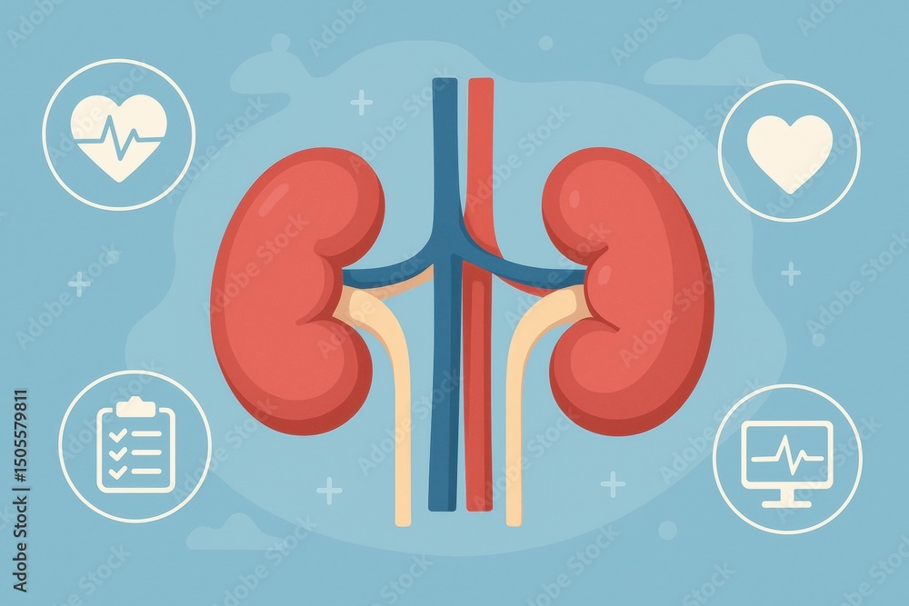 Poster Understanding Kidney Health Through Illustrations of Anatomy and Functions in a Colorful and Informative Design