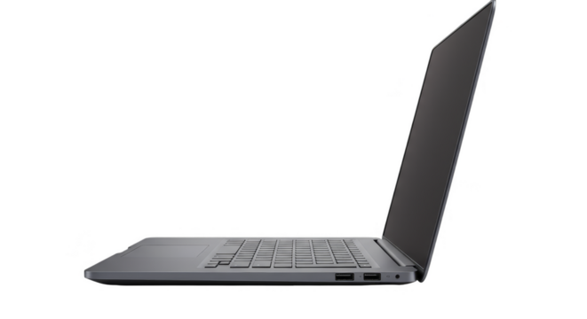 Modern Laptop Profile Side View Illustration with Transparent Background