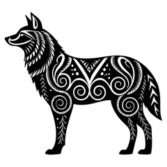 Wolf Tattoo Sketch. PNG.