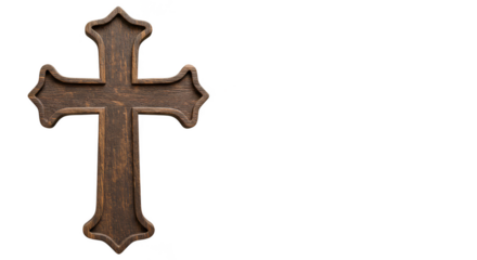 Ornate Bronze Cross Illustration Isolated On Transparent Black Background