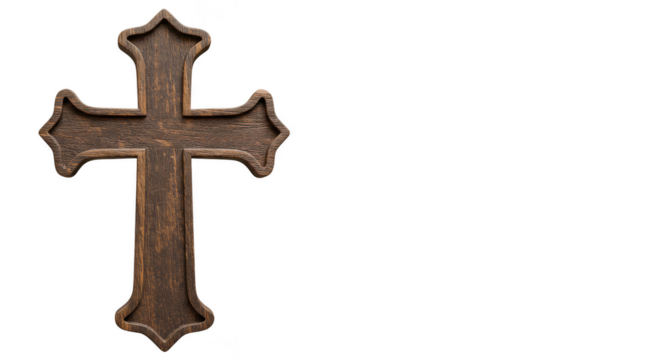 Ornate Bronze Cross Illustration Isolated On Transparent Black Background