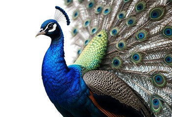 Fototapeta premium Close-up of a Majestic Peacock, Striking Colors and Feathers. Generative Ai