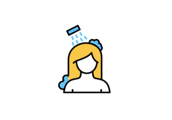 Illustration of Woman Taking Shower Water Drops with Transparent BG