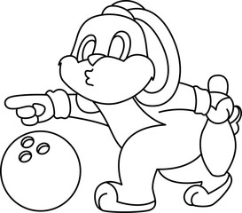 Rabbit Bowling Bowling ball Animal Vector Graphic Art Illustration