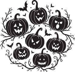 Halloween pumpkin vector black silhouette design.