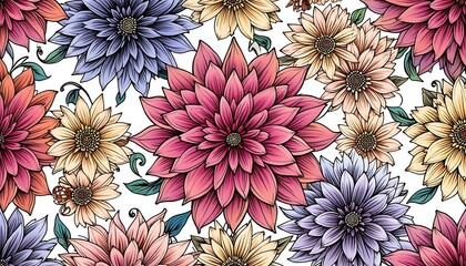 Floral pattern flowers bloom blossom petals botanical garden spring summer nature background wallpaper design