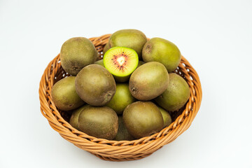 Fresh kiwifruits in the fruit plate